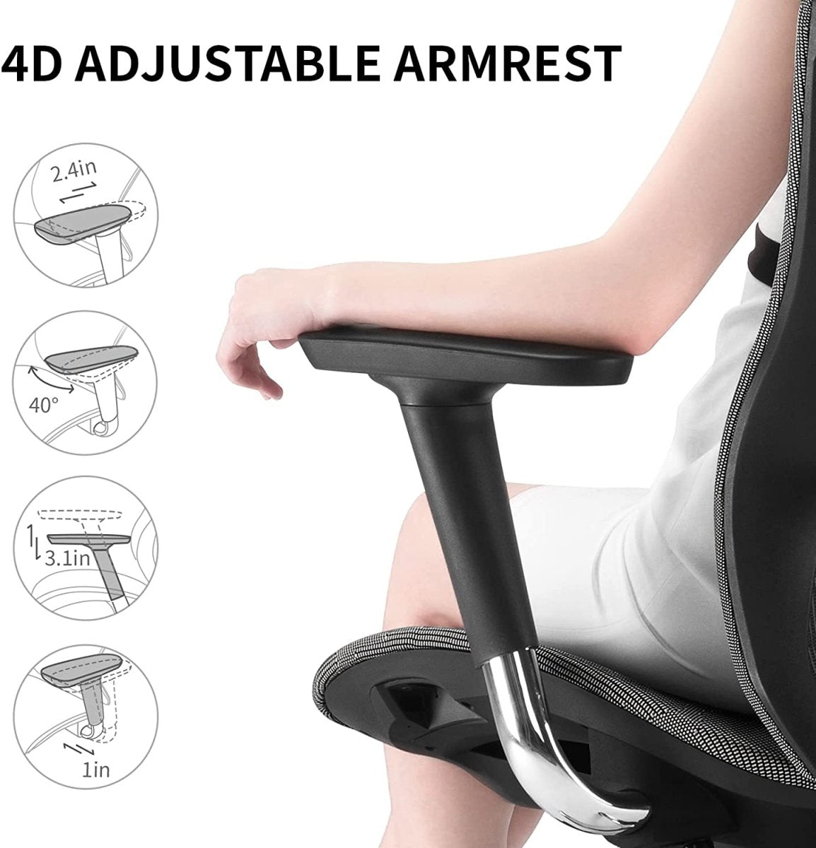 Sihoo Ergonomic Office Chair V1 4D Adjustable High-Back Breathable With Footrest And Lumbar Support Black 6