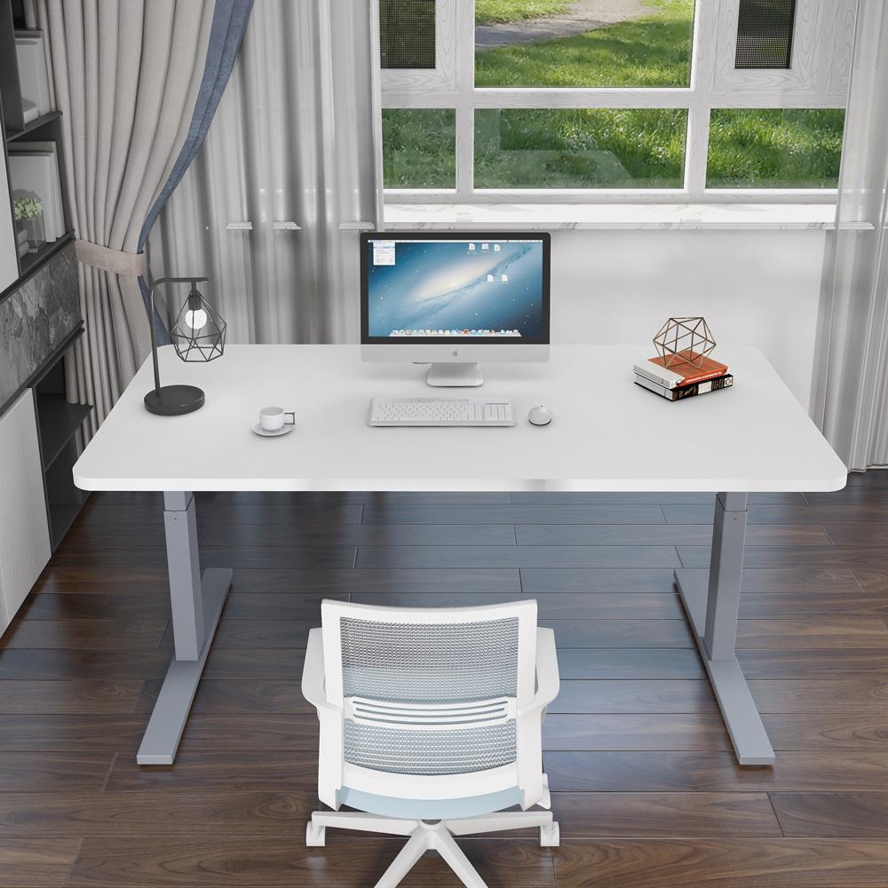 120cm Standing Desk Height Adjustable Sit Grey Stand Motorised Single Motor Frame Birch Top 13