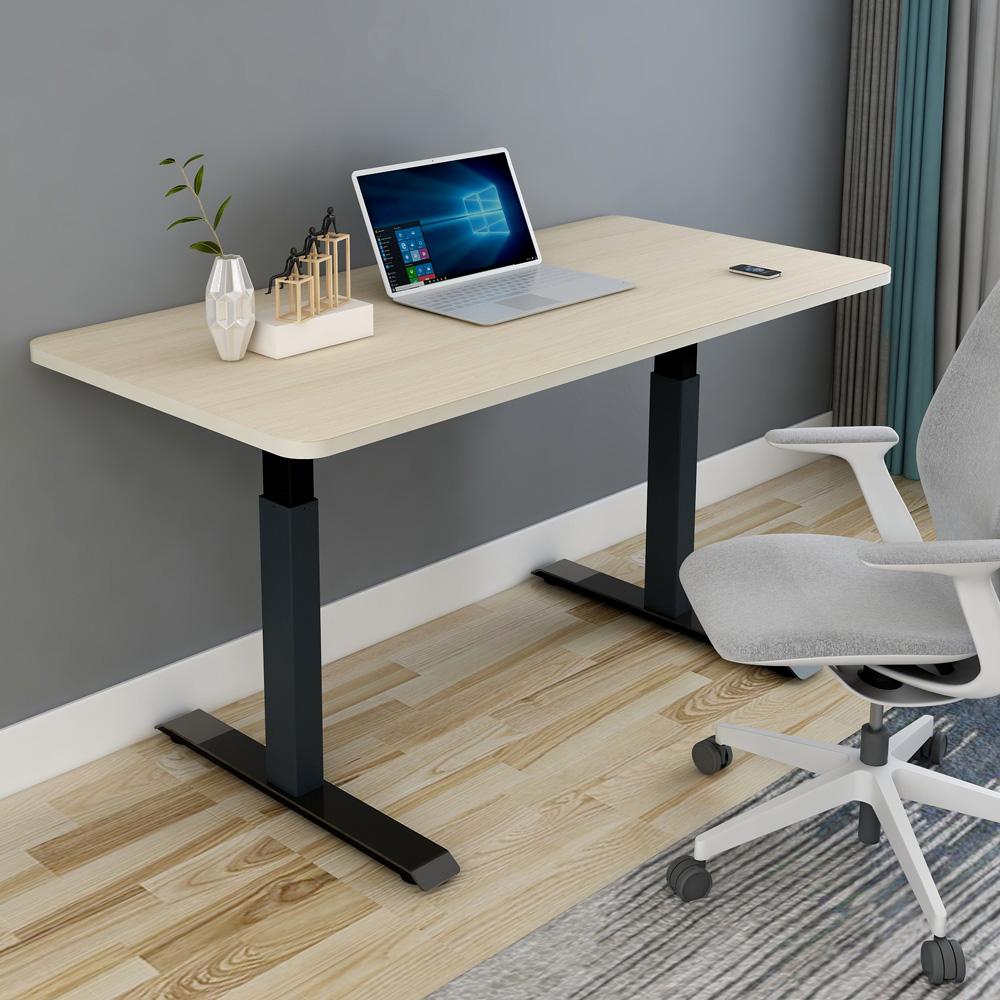 160cm Standing Desk Height Adjustable Sit Stand Motorised Grey Single Motor Frame White Top 5