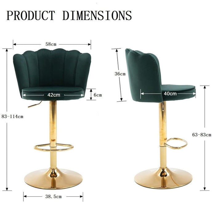 SERENITà Swivel Bar Stools Bar Height Set of 2 Adjustable Upholstered Counter Barstool Velvet Bar Chairs with Back/Gold Base for Kitchen Island/Bar/Cafe-Emerald Green 4