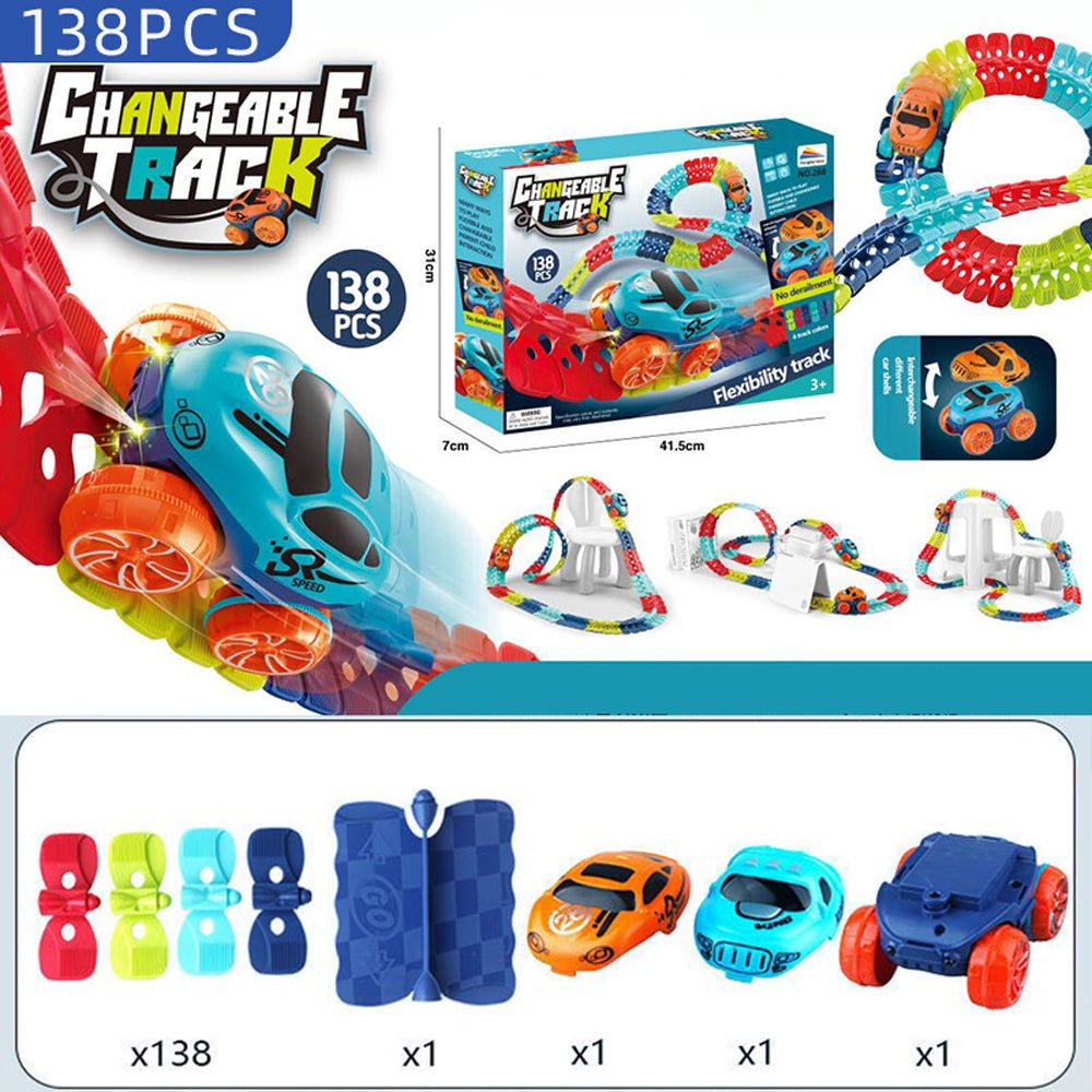 Changeable Track In The Dark Track with LED Light-Up Race Car Flexible Track Toy 92 6