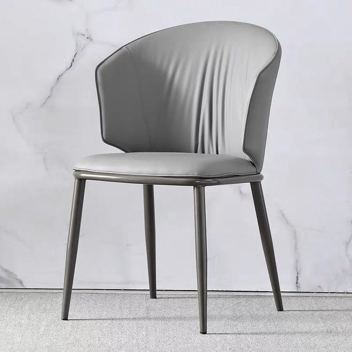 VELLUTO Modern Armless Upholstered Side Chair with Metal Legs for Kitchen & Dining Set of 2 (Grey)