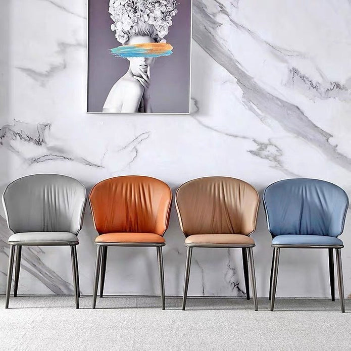 VELLUTO Modern Armless Upholstered Side Chair with Metal Legs for Kitchen & Dining Set of 2 (Grey) 3