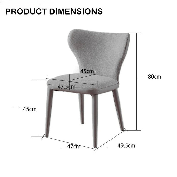 VELLUTO Modern Kitchen Dining Room Chairs Faux Leather Flannel Accent Chairs Metal Vanity Lounge Chair with Back for Living Room Set of 2(Light Grey) 4