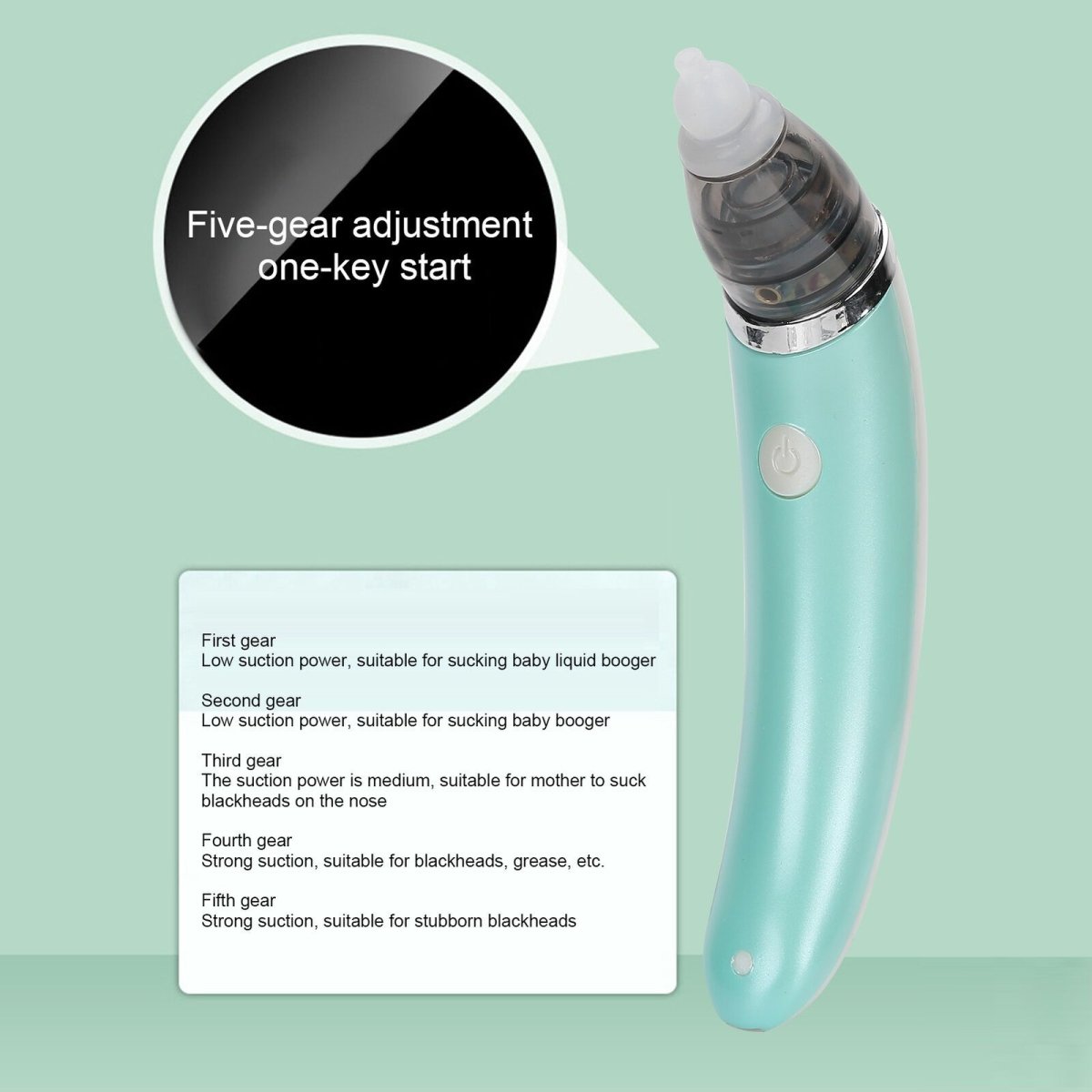 Baby Nasal Aspirator Electric Safe Hygienic Nose Cleaner Snot Sucker For baby (Green) 3