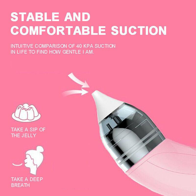 Baby Nasal Aspirator Electric Safe Hygienic Nose Cleaner Snot Sucker For baby (Red) 9