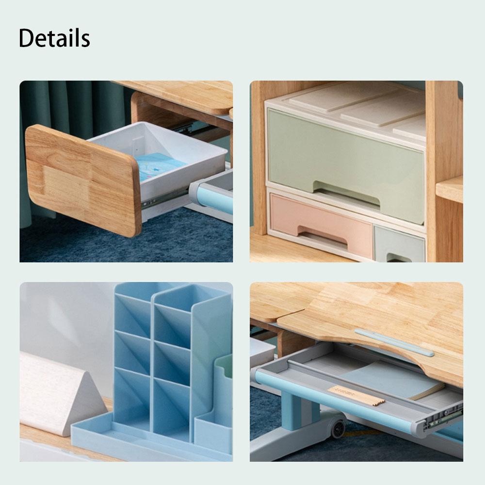 Solid Rubber Wood Height Adjustable Children Kids Ergonomic Blue  Study Desk Chair Set  120cm AU 4