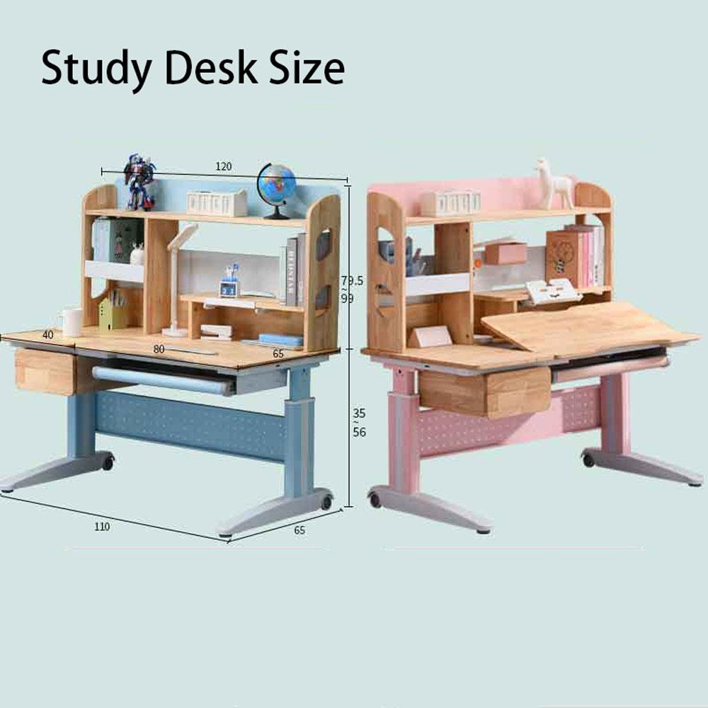 Solid Rubber Wood Height Adjustable Children Kids Ergonomic Pink Study Desk Only 120cm AU 3