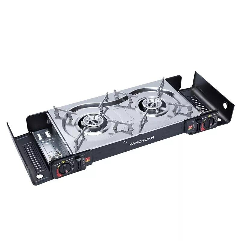 2 Burner Butane Countertop Stove, Portable Adjustable Burners with Carry Case, Portable Camping Stove with Baking Tray 3