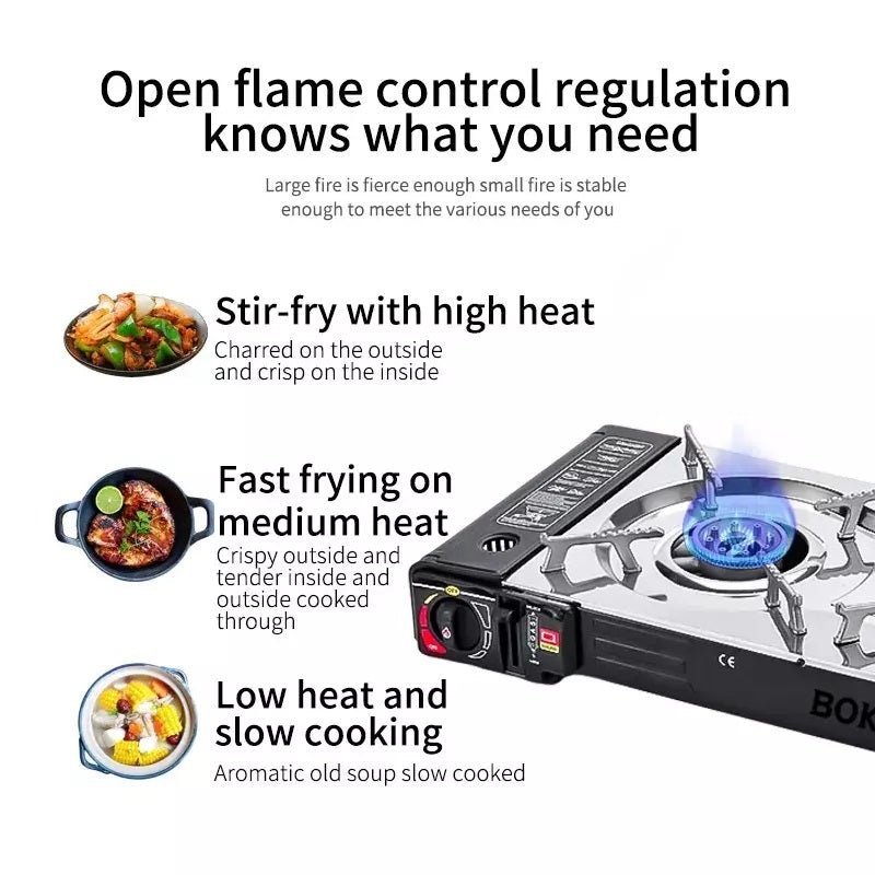 2 Burner Butane Countertop Stove, Portable Adjustable Burners with Carry Case, Portable Camping Stove with Baking Tray 6