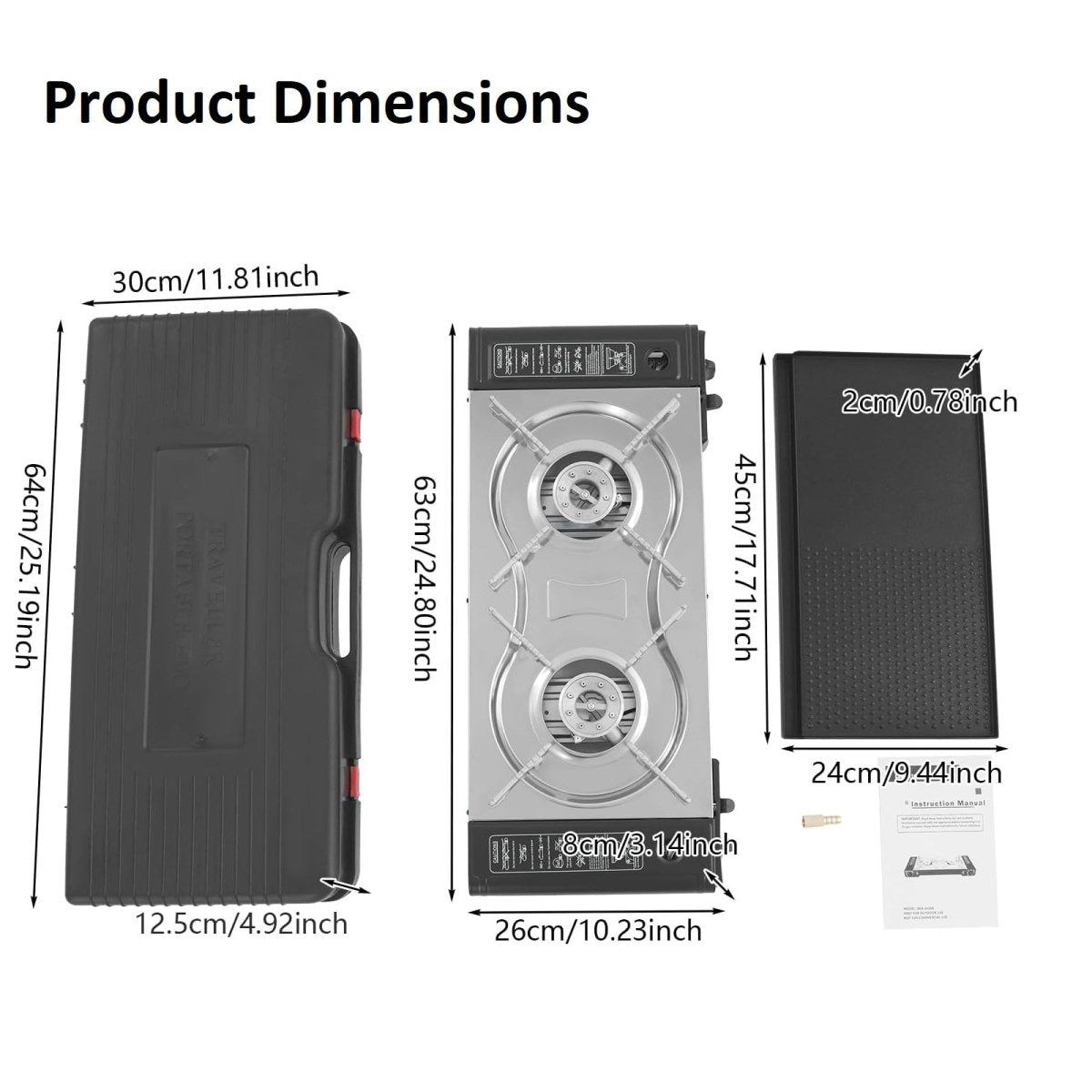 2 Burner Butane Countertop Stove, Portable Adjustable Burners with Carry Case, Portable Camping Stove with Baking Tray 8