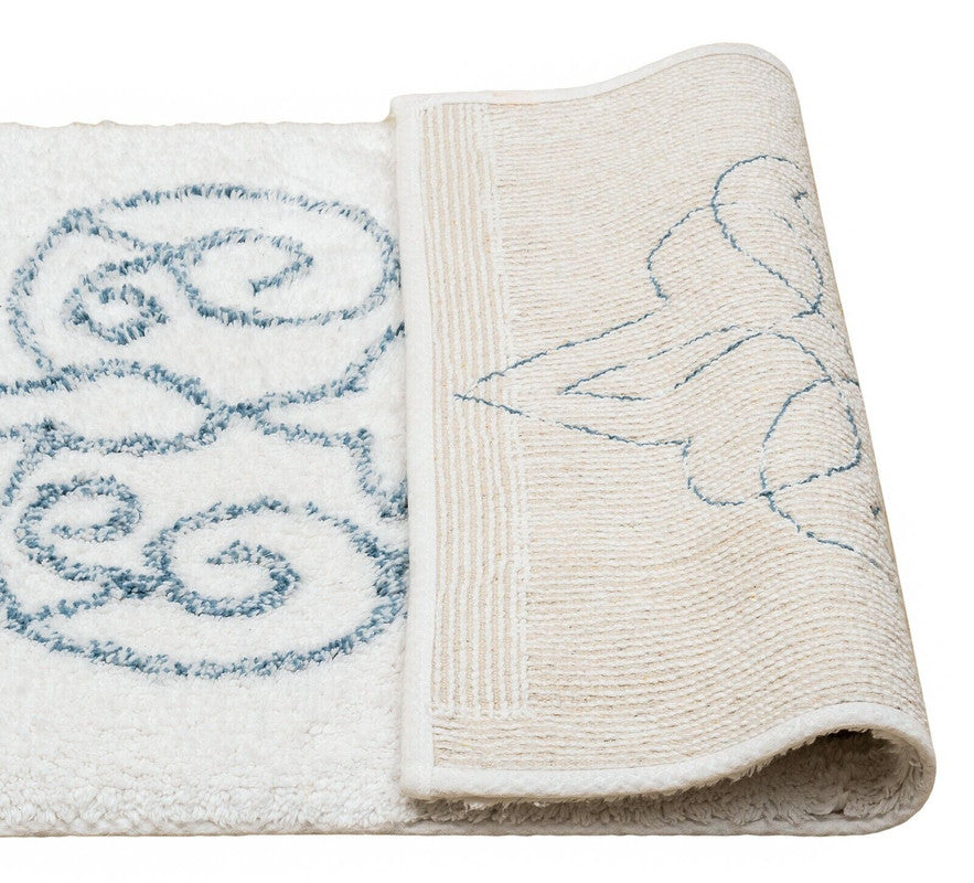 Cotton Medallion Tufted Non Slip Jacquard Bath mat 4