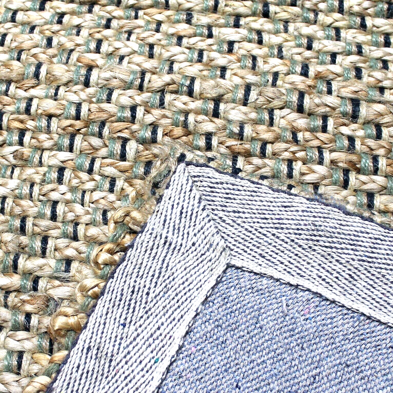 Hand Braided Jute Runner with Green Textured Weave 50 x 120 cm 3