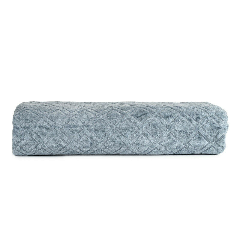 Premium Velour Diamond Design Jacquard Bath Towel (Blue) 3