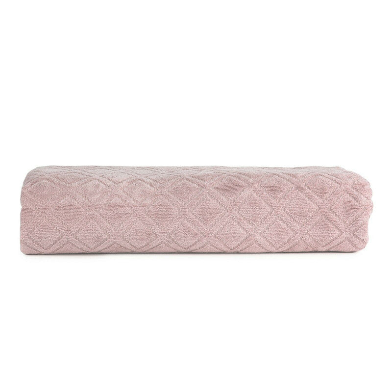 Premium Velour Diamond Design Jacquard Bath Towel (Pink) 3