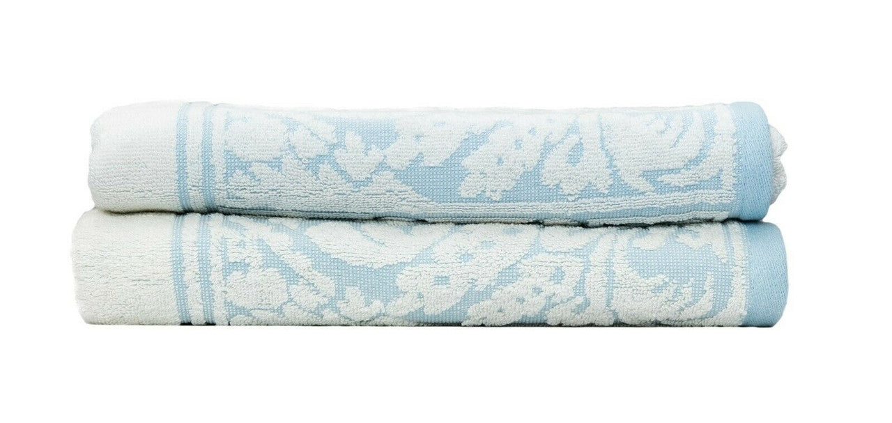 Premium Cotton Towel Jacquard White Blue Design 3