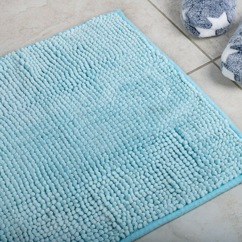 Microfiber Shower & Bathroom Bath Mat Non Slip Soft Pile Design (Aqua) 3