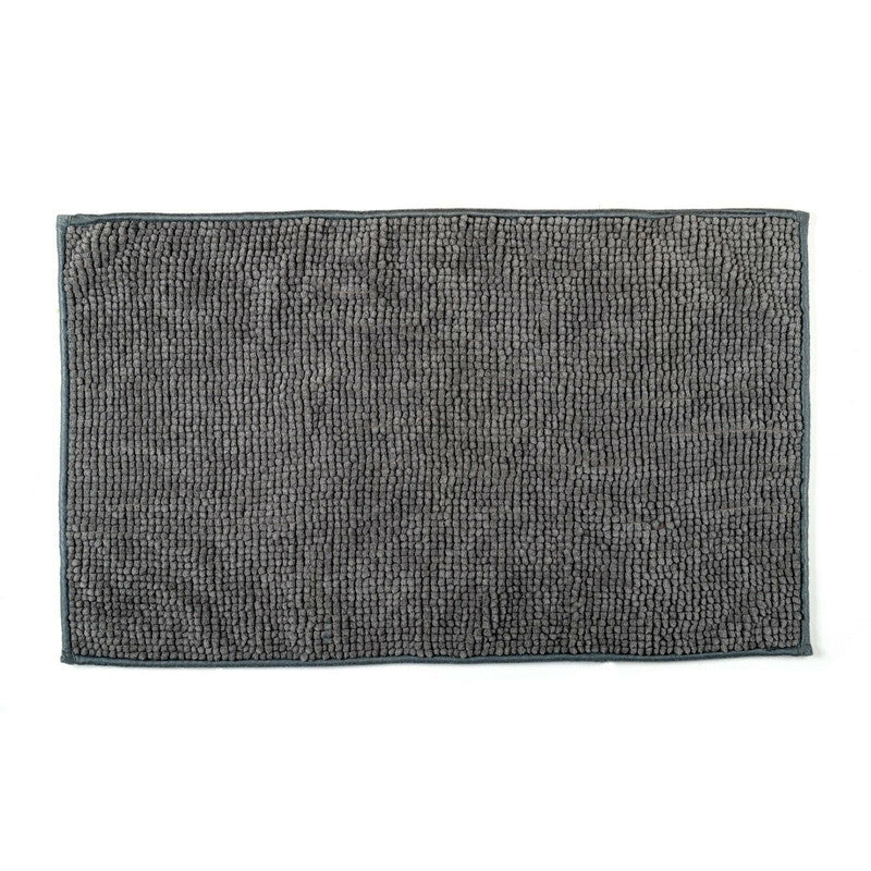 Microfiber Shower & Bathroom Bath Mat Non Slip Soft Pile Design (Dark Grey) 3
