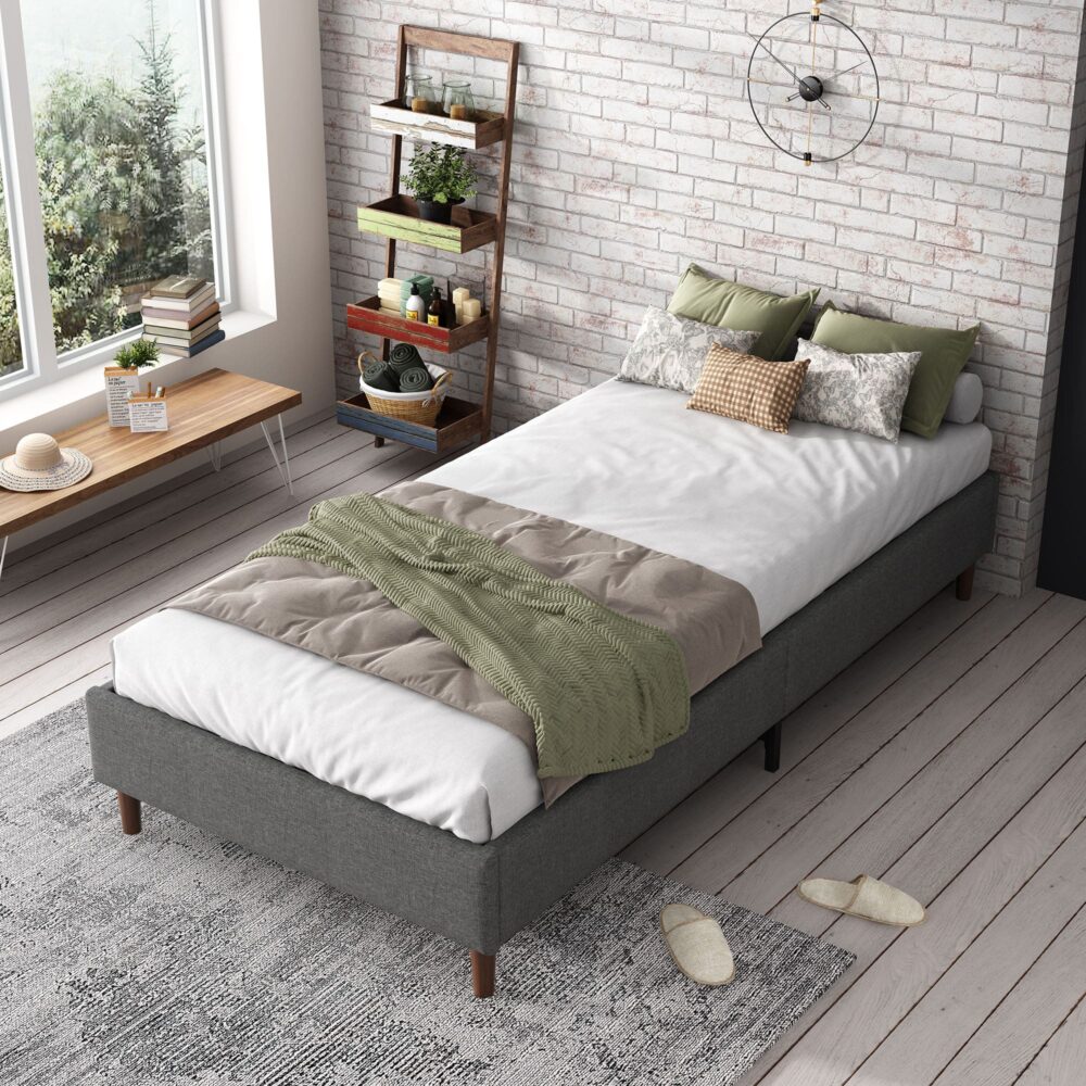 Bed Frame Mattress Foundation (Dark Grey) – Queen 5