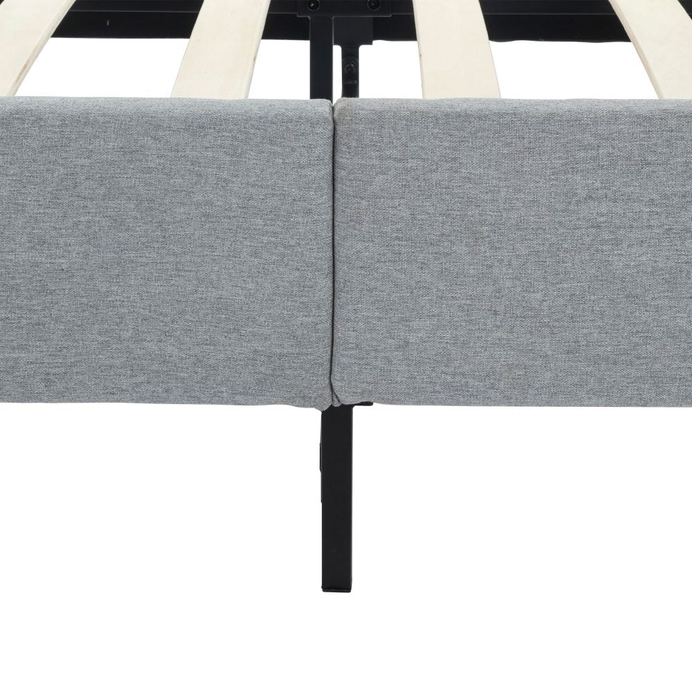 Bedframe with Wooden Slats (Light Grey) – Single 7