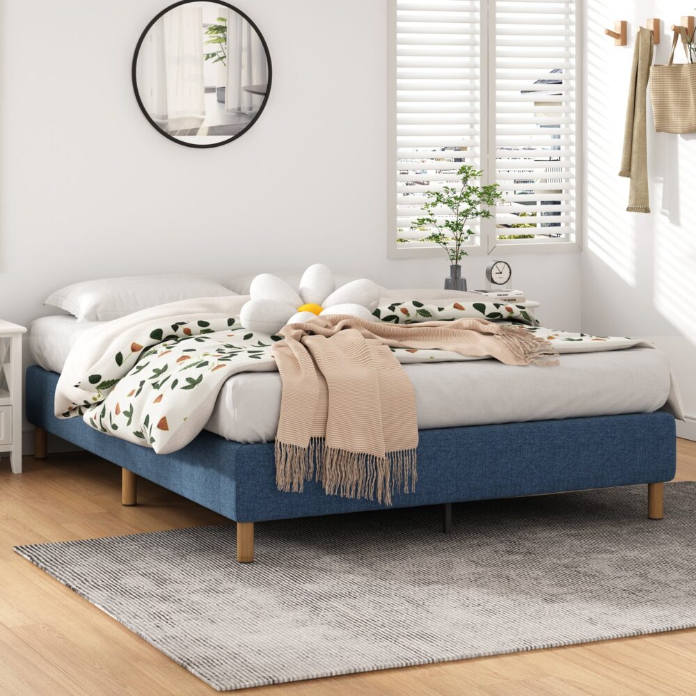 Metal Bed Frame Mattress Foundation Blue – Double 3