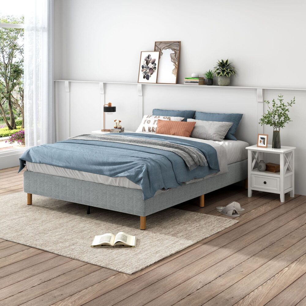 Metal Bedframe Mattress Foundation (Light Grey) – Double 3