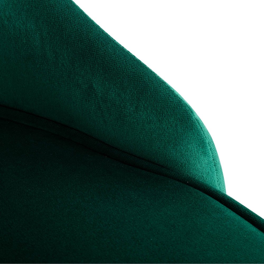 Viva Forever Set of 2 Green Velvet Dining Chairs-Art Deco Design with Gold Metal Legs 7