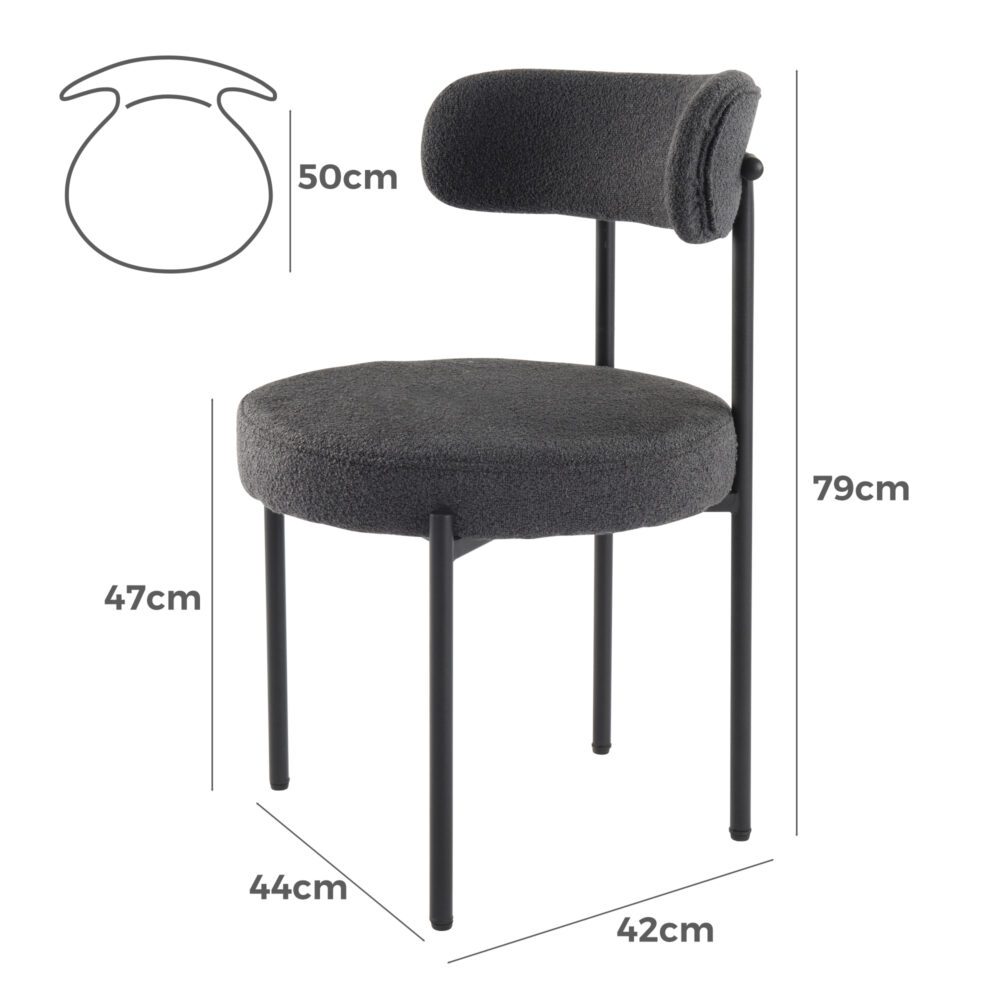Charcoal Chic Boucle Elsa Dining Chairs 8