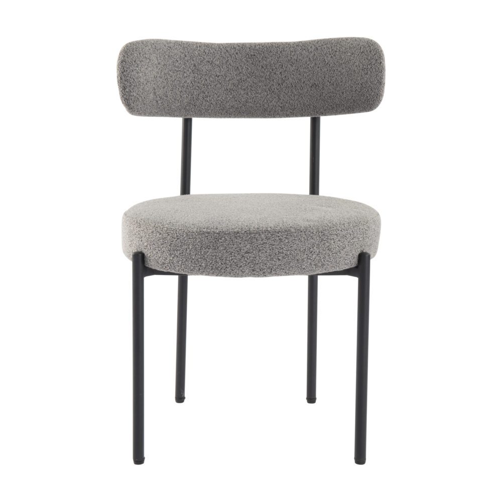Plush Boucle Cushioned Elsa Dining Chairs in Slate Grey 3