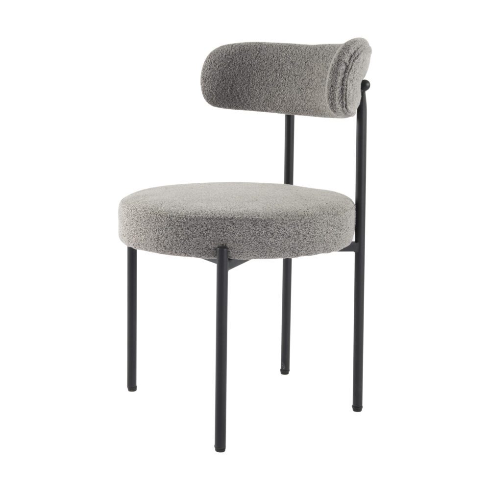 Plush Boucle Cushioned Elsa Dining Chairs in Slate Grey 4