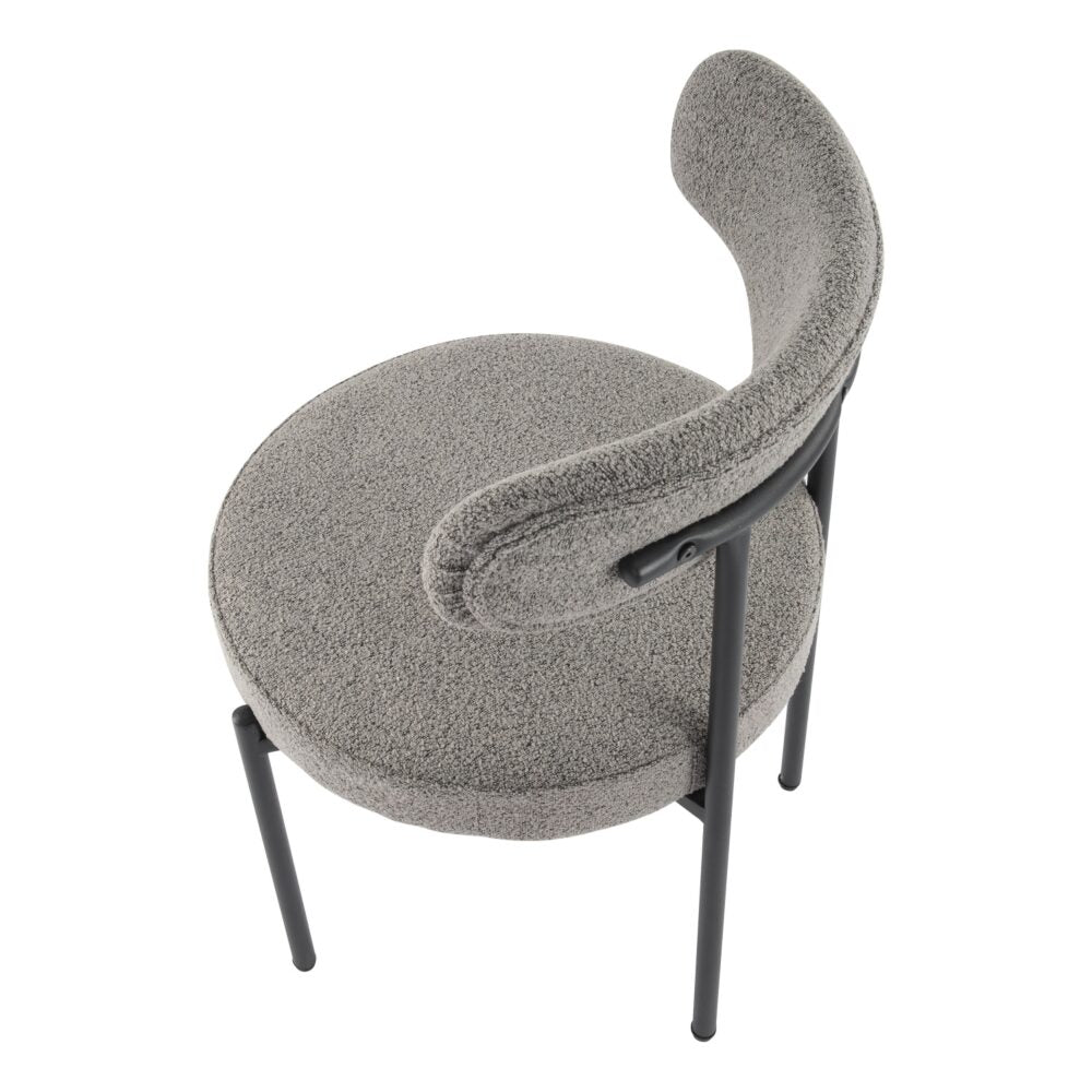 Plush Boucle Cushioned Elsa Dining Chairs in Slate Grey 6