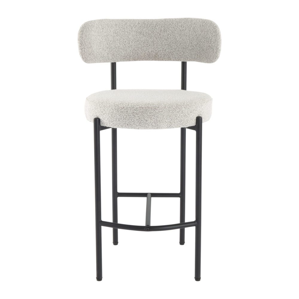 Sleek White Quartz Metal Boucle Elsa Bar Stools 4