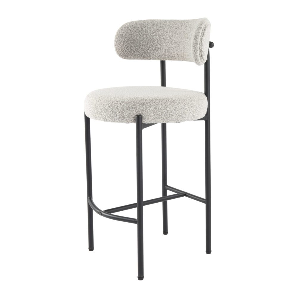 Sleek White Quartz Metal Boucle Elsa Bar Stools 5