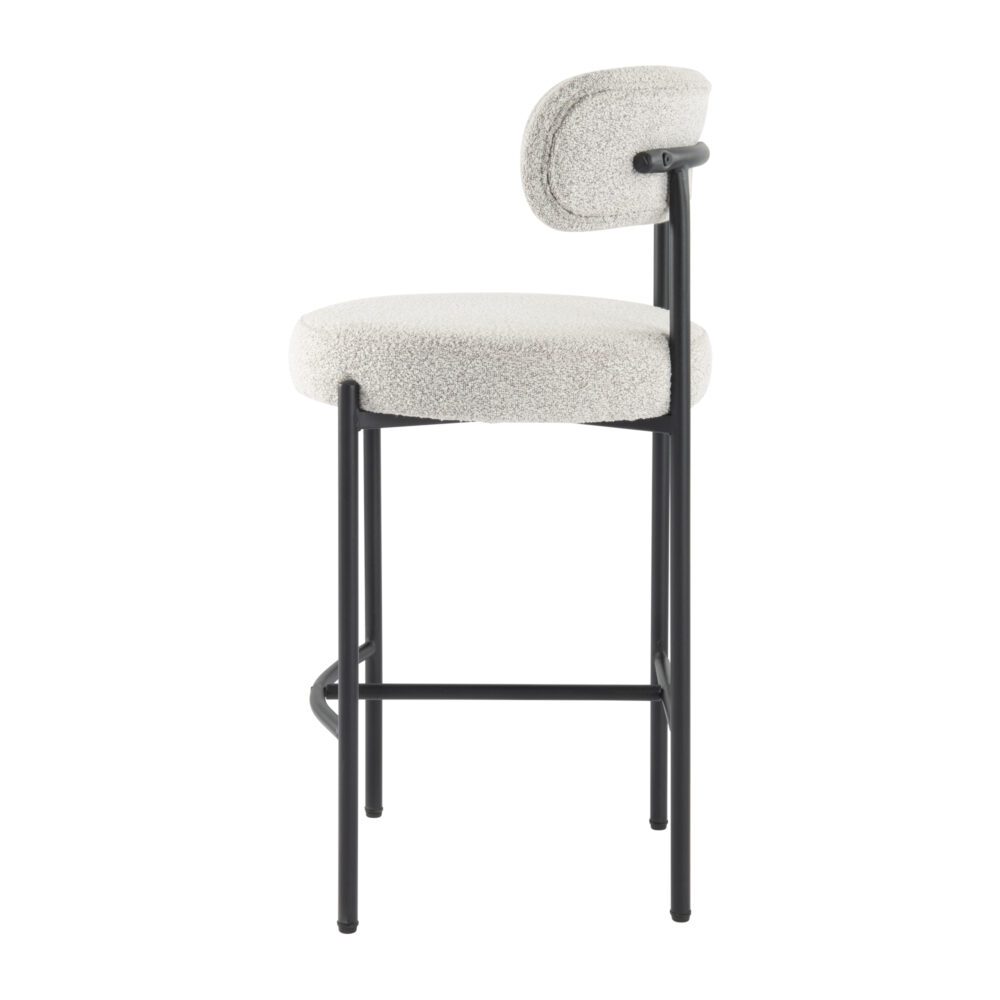 Sleek White Quartz Metal Boucle Elsa Bar Stools 6