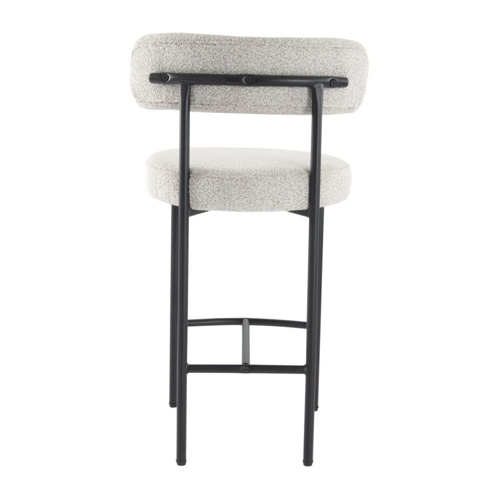 Sleek White Quartz Metal Boucle Elsa Bar Stools 7