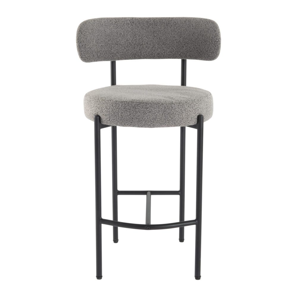 Contemporary Grey Boucle Elsa Low Bar Stools 4