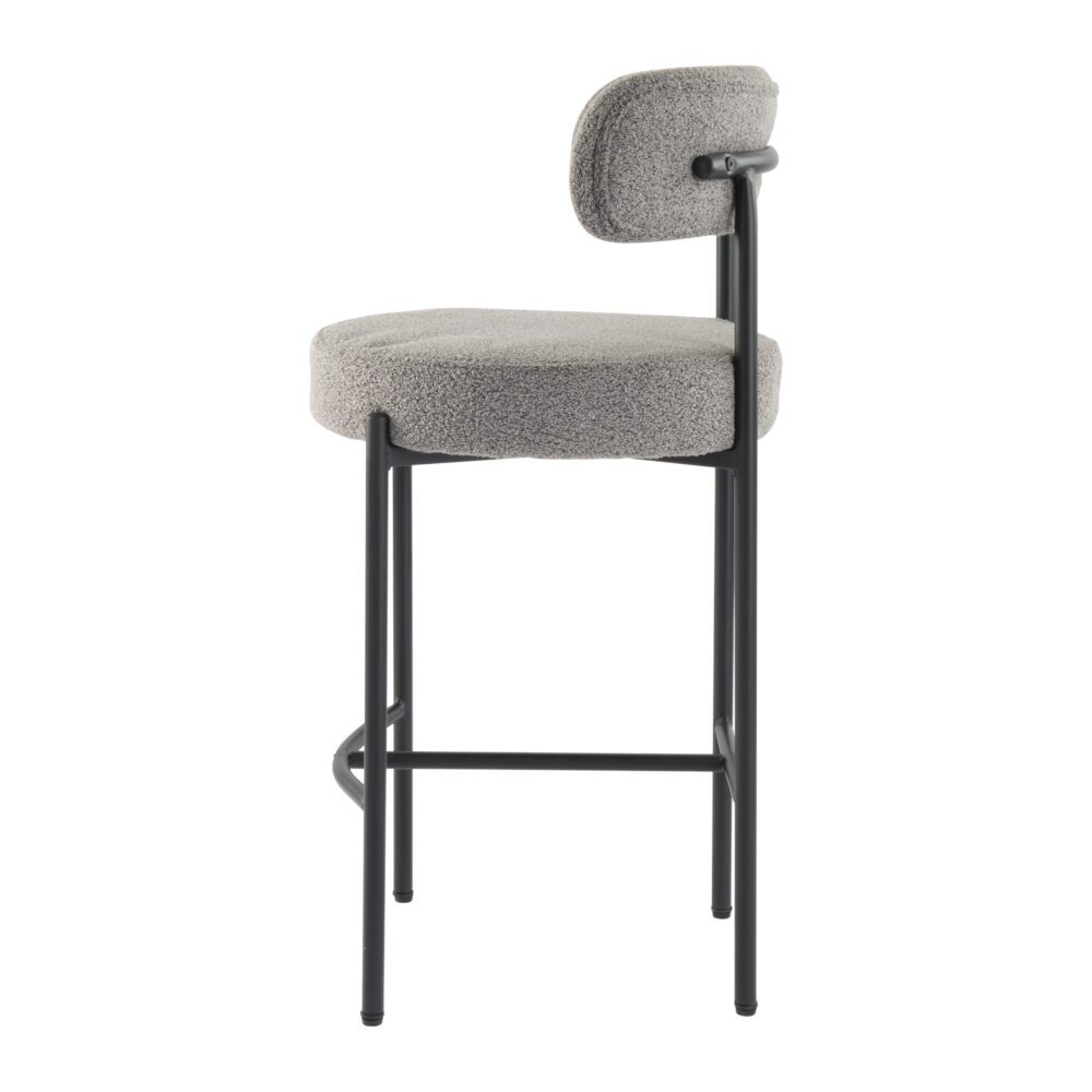 Contemporary Grey Boucle Elsa Low Bar Stools 6