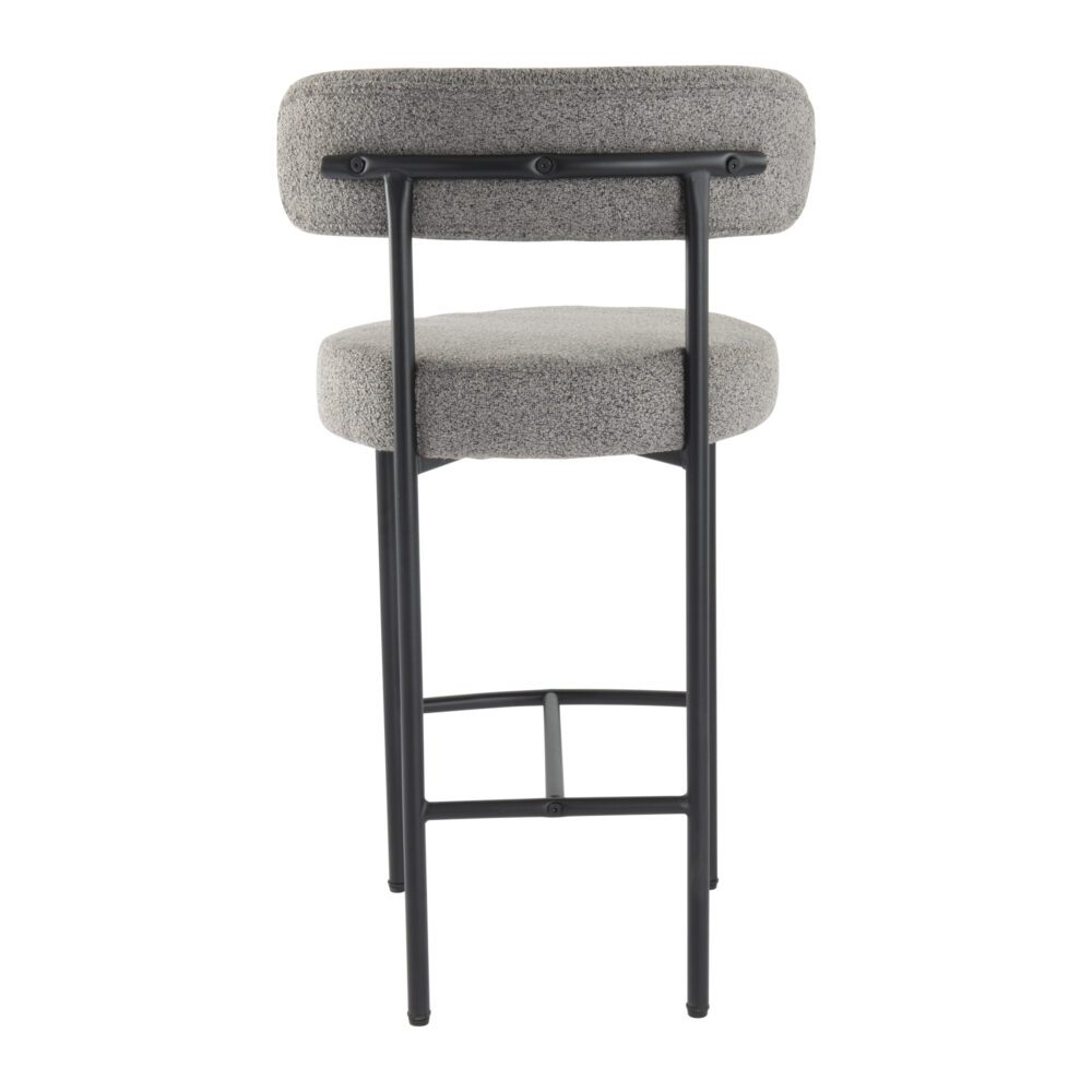 Contemporary Grey Boucle Elsa Low Bar Stools 7