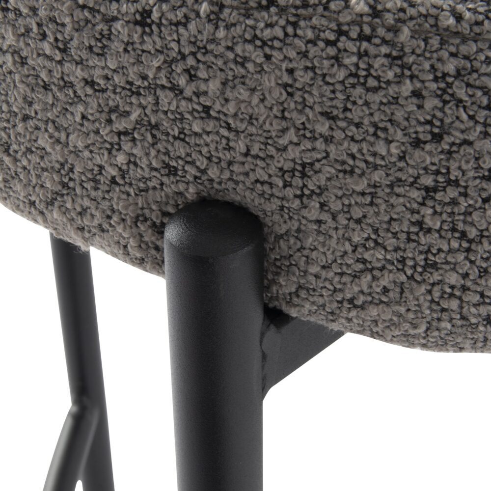 Contemporary Grey Boucle Elsa Low Bar Stools 8