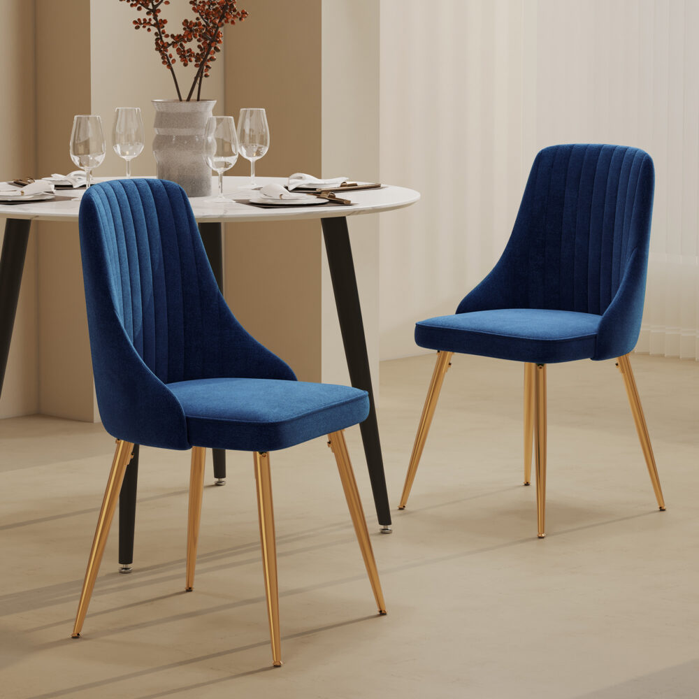 Blue Velvet Bistro Dining Set 4