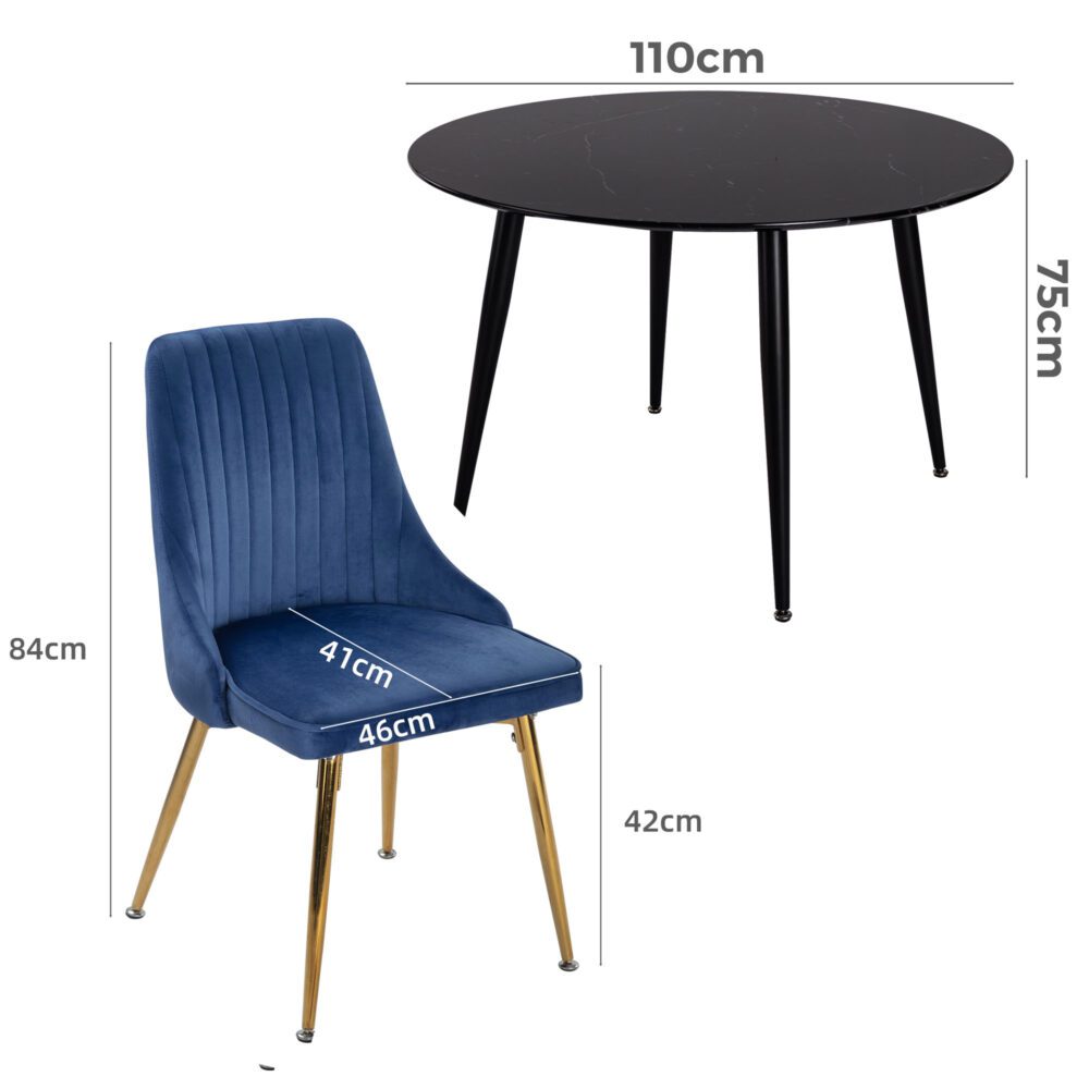 Blue Velvet Bistro Dining Set 11