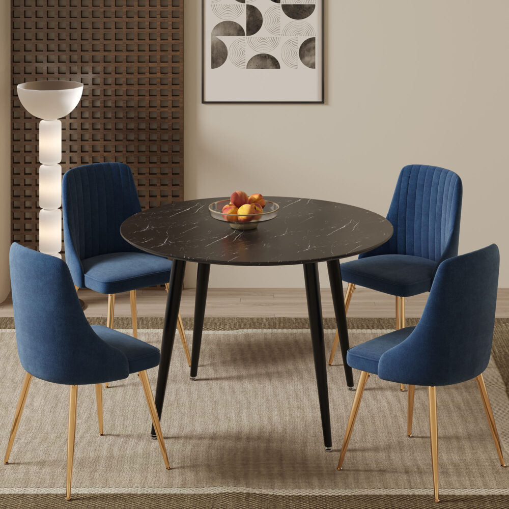 Blue Velvet Bistro Dining Set 3