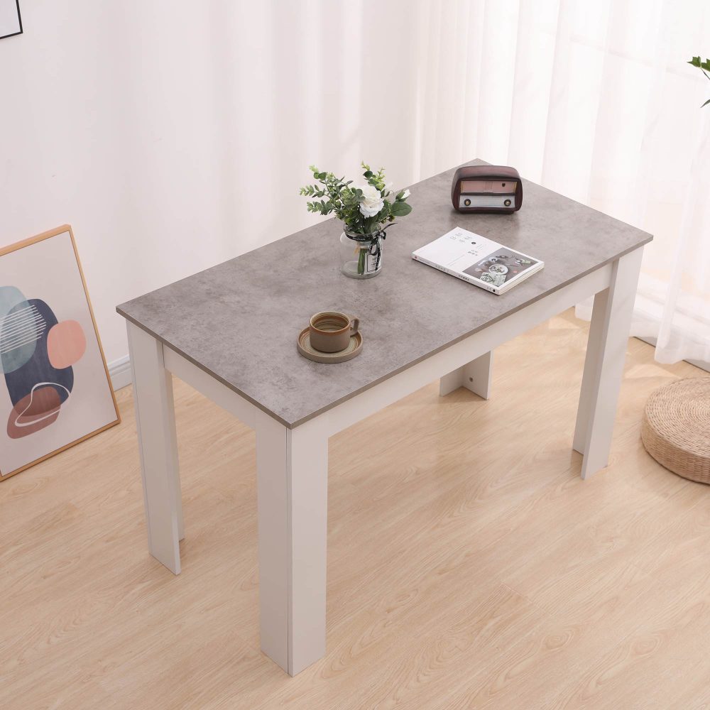 Dining Table Rectangular Wooden 120M-Grey&amp;White 3