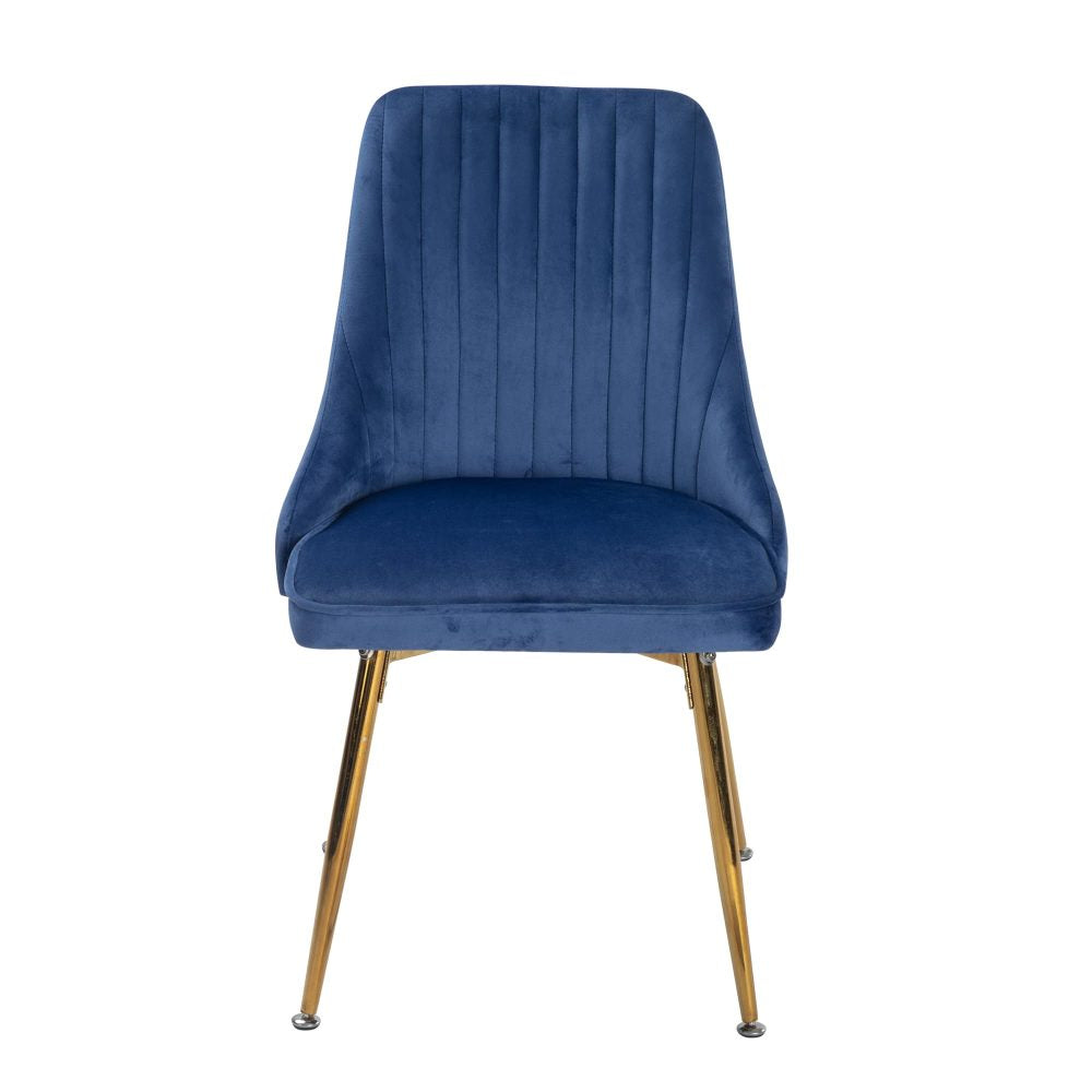 Grey Rectangular Dining Table with 4x Blue Velvet Chairs 7