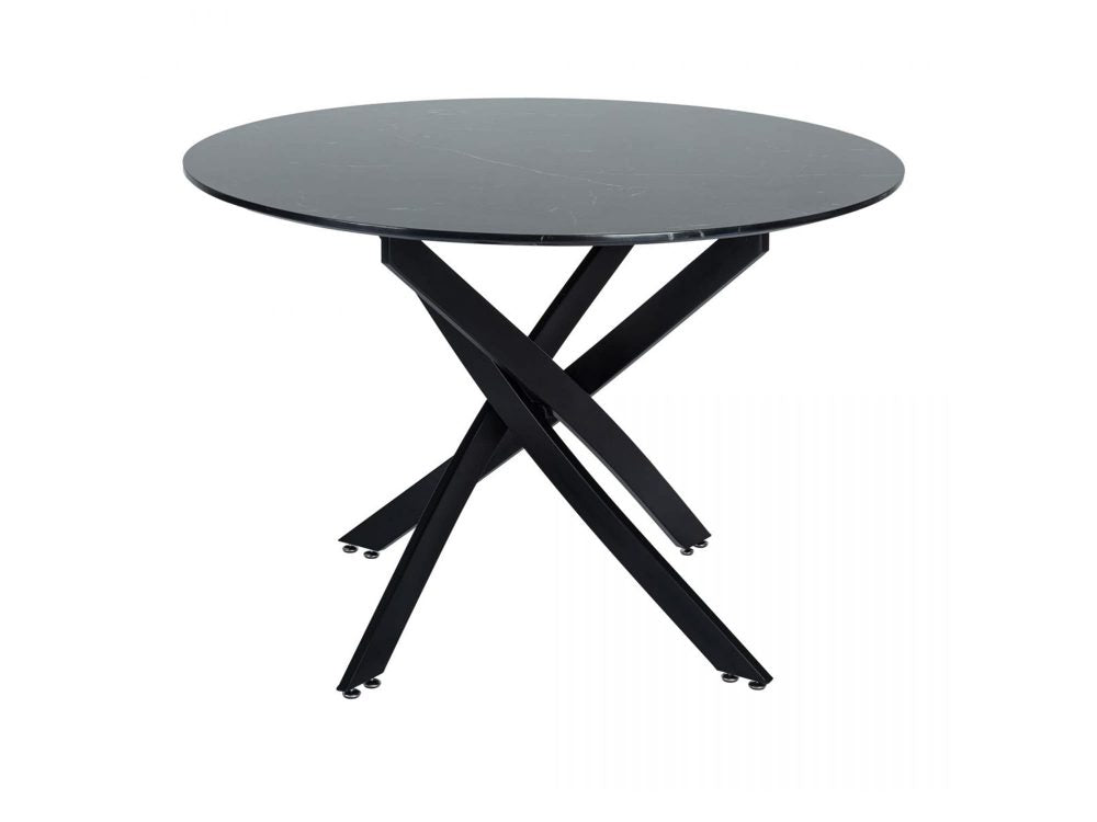 Round Marble-Effect Table-Black 5