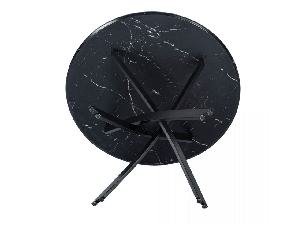 Round Marble-Effect Table-Black 6