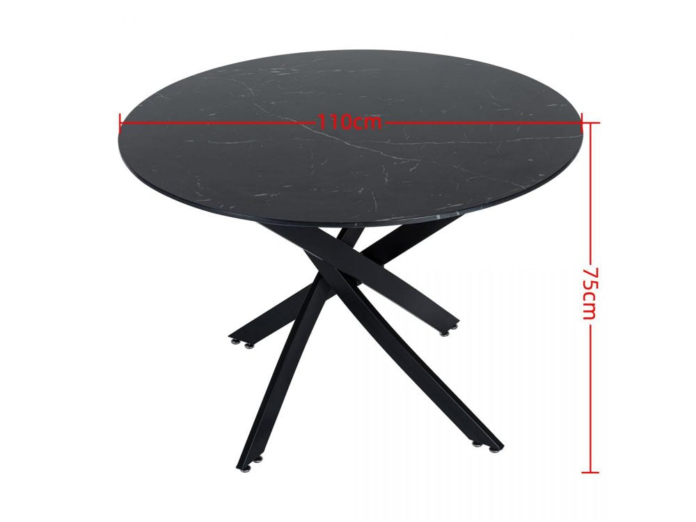 Round Marble-Effect Table-Black 8