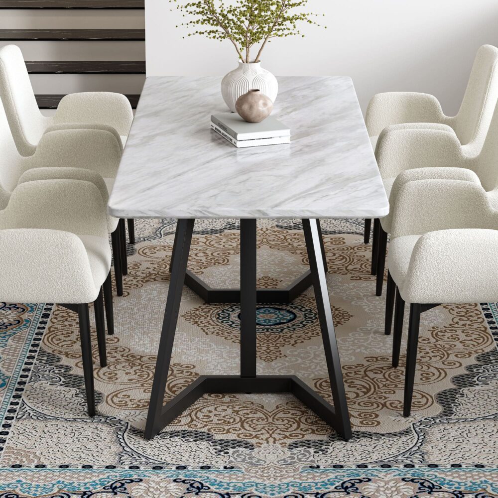 Rectangular Marble-Effect Table 3