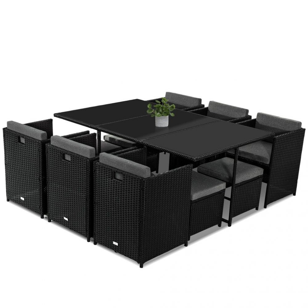 Bali 11 Piece Outdoor Dining Set-Black 4