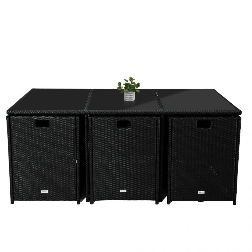 Bali 11 Piece Outdoor Dining Set-Black 6